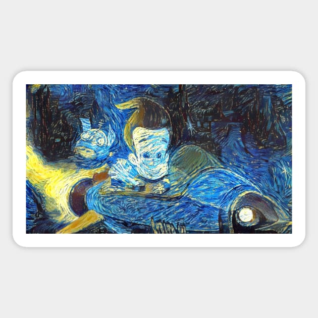 Jimmy Neutron and Goodard Starry Night Sticker by Starry Night